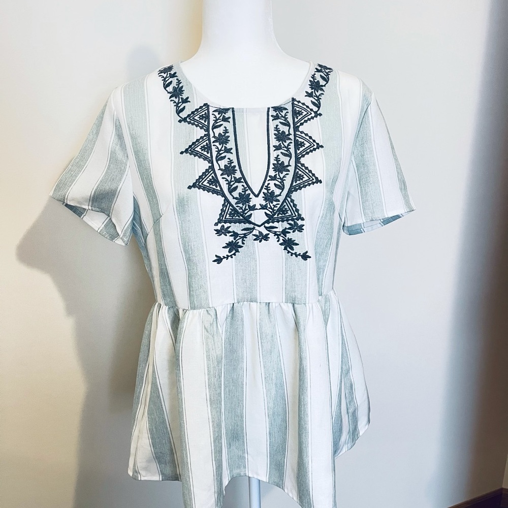 M bohemian striped peplum top